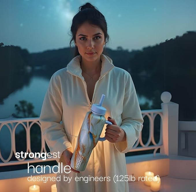 Coldest Tumbler with Handle and Straw - 100% Leak Proof Insulated Tumbler with Lid and Straw (3 Lids) - Stainless Steel Tumblers for Women & Men - Cup Holder Friendly Base, 36 oz (Red Dress)