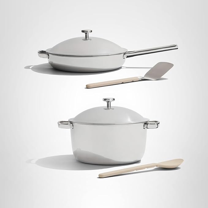 Our Place Titanium Pro Cookware Duo – Always Pan & Perfect Pot with Nonstick No-Coating Technology | Tri-Ply Titanium & Stainless Steel | Safe for Oven, Induction & All Cooktops up to 1000°F | Chrome