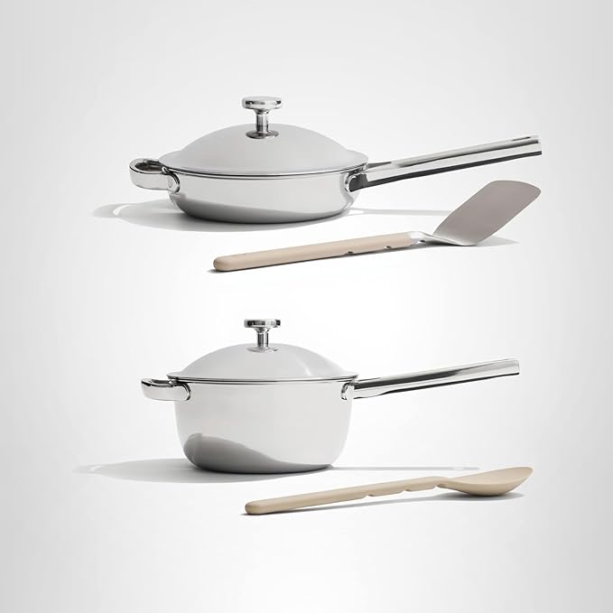 Our Place Titanium Pro Mini Cookware Duo – Always Pan & Perfect Pot with Nonstick No-Coating Technology | Tri-Ply Titanium & Stainless Steel | Safe for Oven, Induction & Cooktops up to 1000°F | Chrome