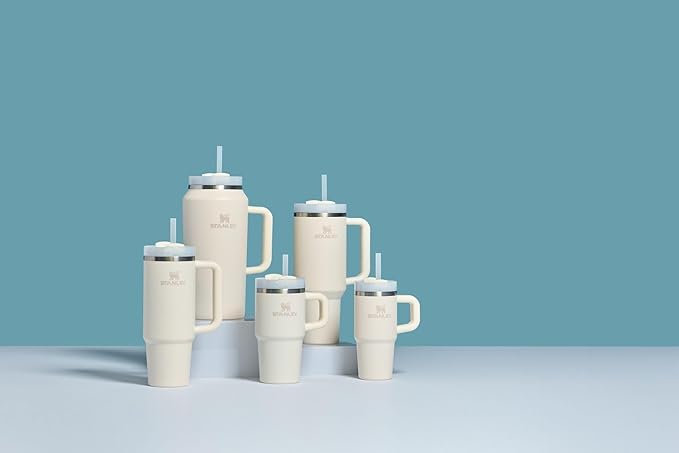 STANLEY Quencher H2.0 Tumbler with Handle and Straw 14 oz | Flowstate 3-Position Lid | Cup Holder Compatible for Travel | Insulated Stainless Steel Cup | BPA-Free | Cream 2.0