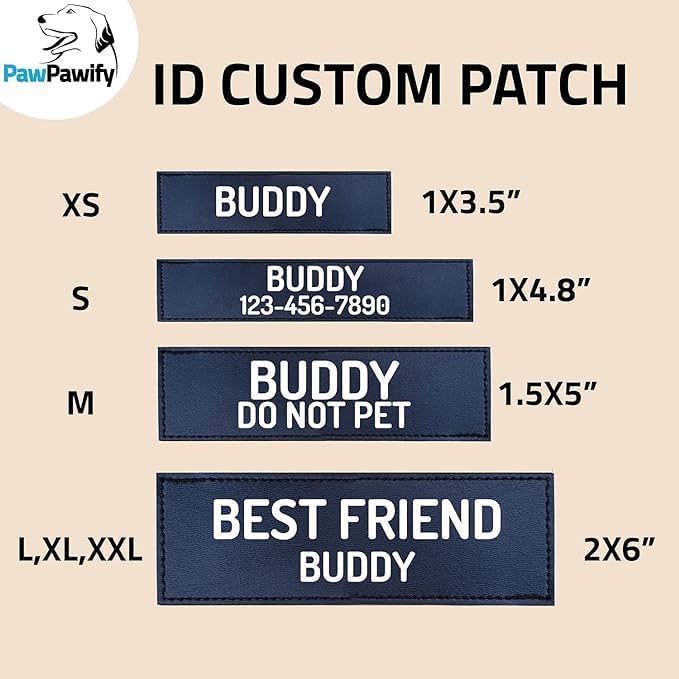 PawPawify Custom No Pull Dog Harness with Name and Phone Number, Heavy Duty Personalized Pet Vest to Prevent Tugging, Pulling, or Choking, Training and Walking (New Black, XL (60-85 LBS))
