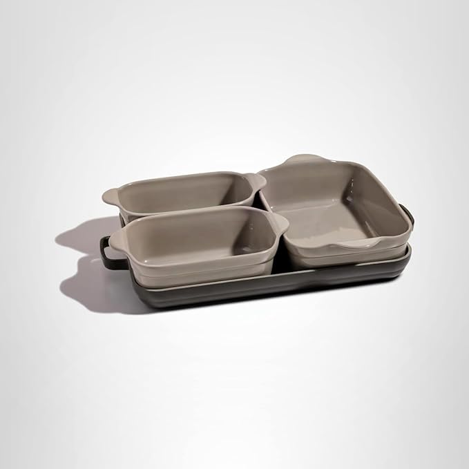 Our Place Bakeware Set | 5-Piece Nonstick, Toxin-Free, Ceramic, Cast Aluminum Set with Oven Pan, Bakers, & Oven Mat | Space-Saving Nesting Design | Oven-Safe | Bake, Roast, Griddle and more | Char