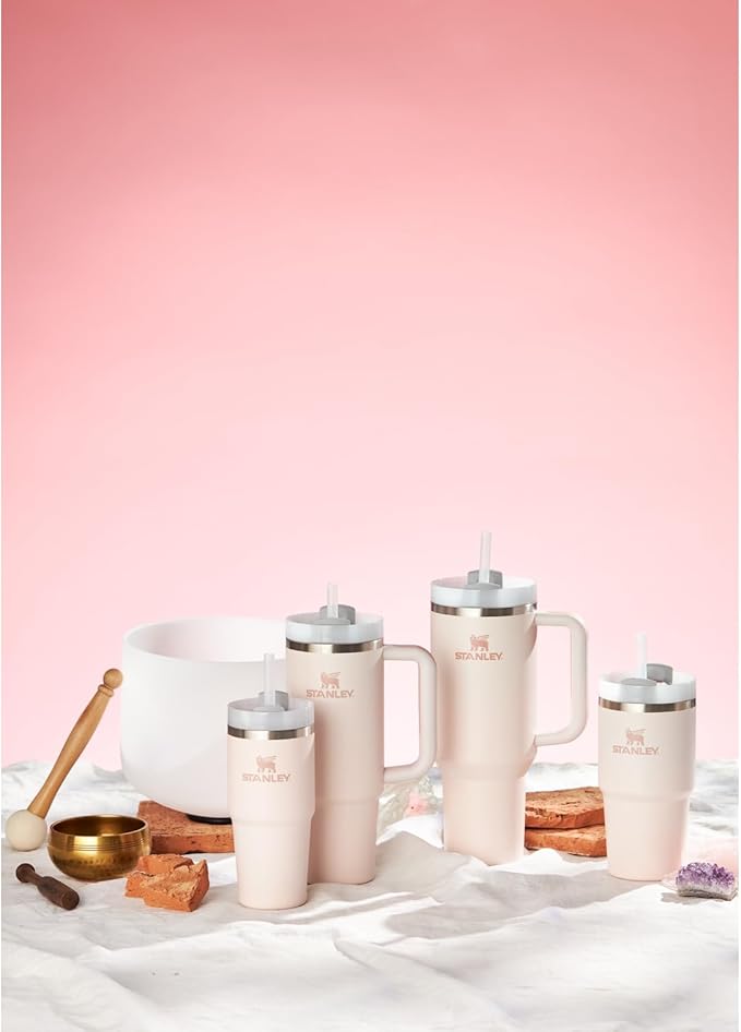 STANLEY Quencher H2.0 Tumbler with Handle and Straw 40 oz Flowstate 3-Position Lid Cup Holder Compatible for Travel Insulated Stainless Steel Cup BPA-Free Rose Quartz 2.0