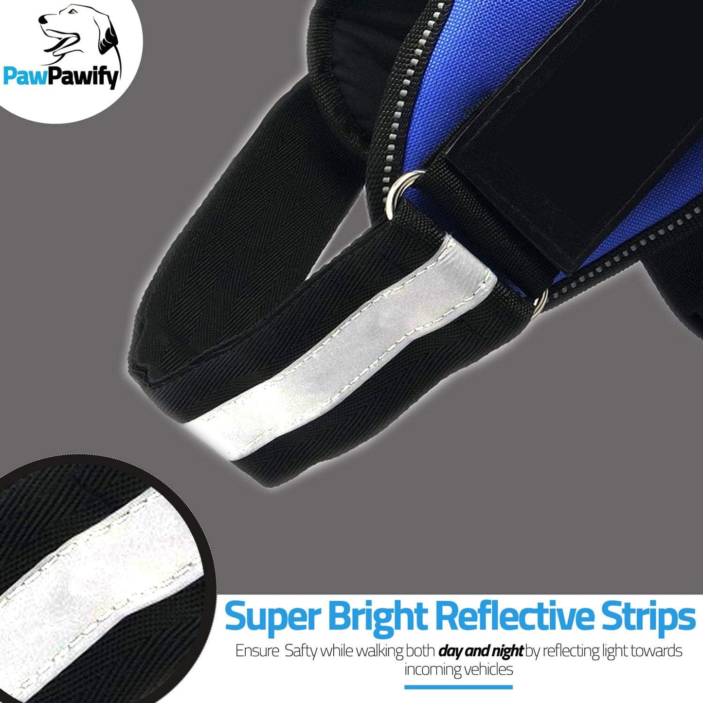 PawPawify Custom No Pull Dog Harness with Name and Phone Number, Heavy Duty Personalized Pet Vest to Prevent Tugging, Pulling, or Choking, Training and Walking (Camouflage Navy, L (40-60 LBS))