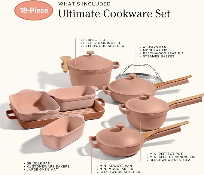 Our Place Ultimate Cookware Set - Complete 18-Piece Set Including the Always Pan, Perfect Pot, and Bakeware Set | Multifunctional, Toxin-Free Nonstick | Replaces 44 Pieces | Spice