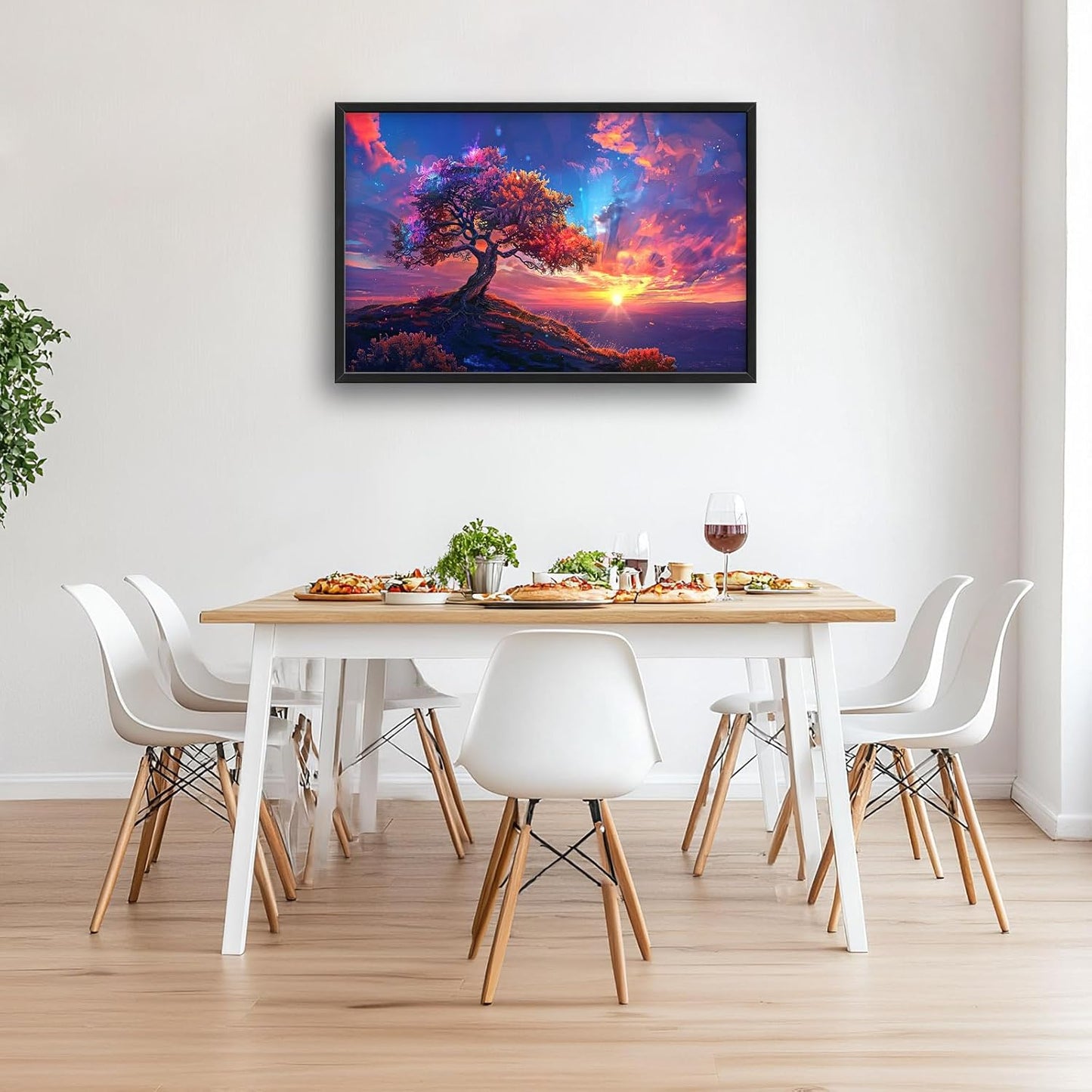 Quorin Tree Large Wall Art Sunset Mountain Landscape Pictures Red Tree of Life Wall Decor Nature Canvas Print Painting Artwork for Bathroom Living Room Bedroom 36L x 24W