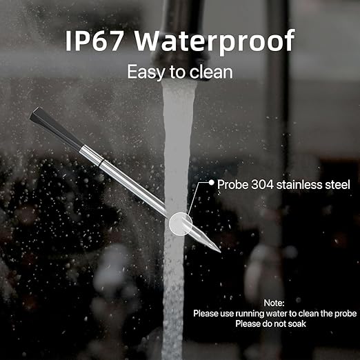 Wireless Bluetooth Meat Thermometer, 820ft Range, VA HD Digital Display, Instant Read, Waterproof Probe for Grilling, Oven, Air Fryer, Smoker, Turkey, Steak, Kitchen Cooking