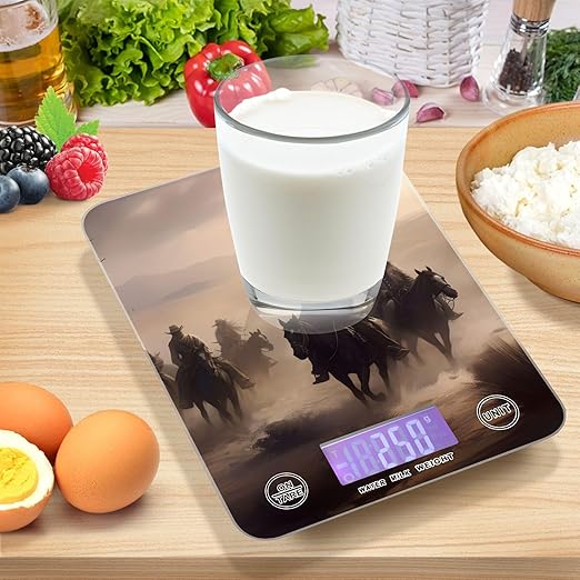 Digital Food Scale Cowboy Western – Fashion Design, 11lb/0.01oz, Tempered Glass, Kitchen Scales with LCD Display for Baking & Cooking, Batteries Not Included