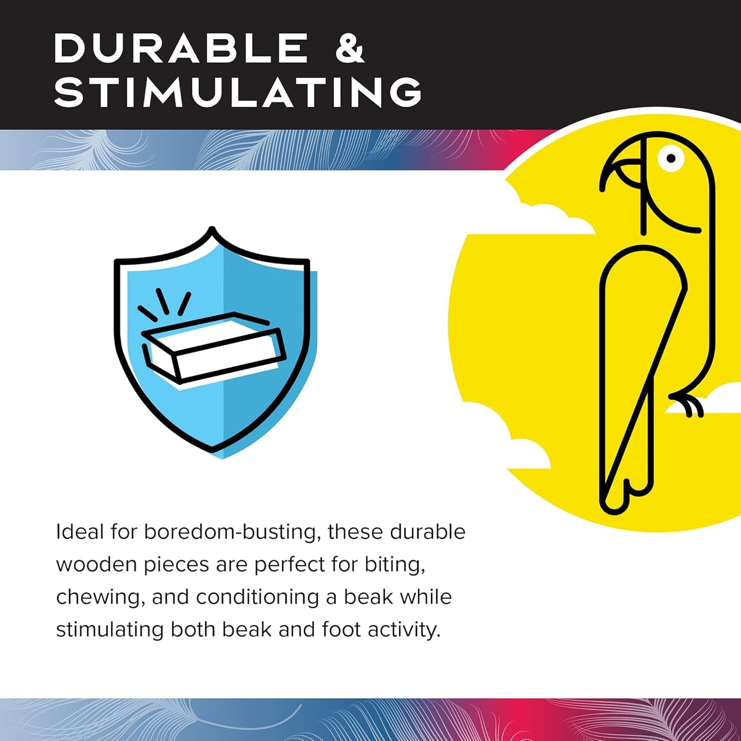 Paradise Knots &Blocks Chewing Toy, Colorful & Entertaining, Keeps Birdy Happy, Large, 16” x 6” x 6” inches