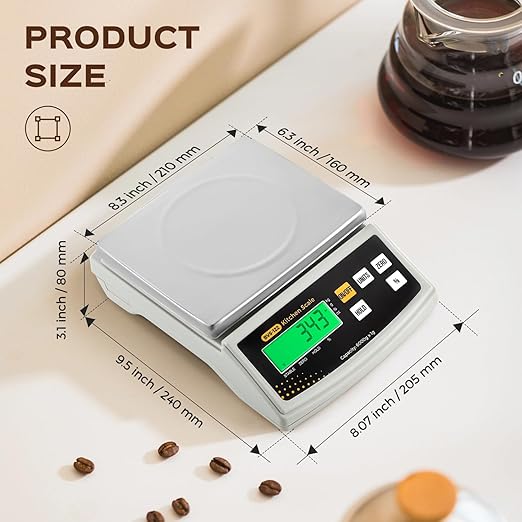 Bonvoisin Digital Food Scale 12lb x 0.002lb Kitchen Scale Weight Ounces and Grams Percentage Weighing Baking Scale for Cooking, Baking, Candle Soap Making, with Stainless Steel Platter