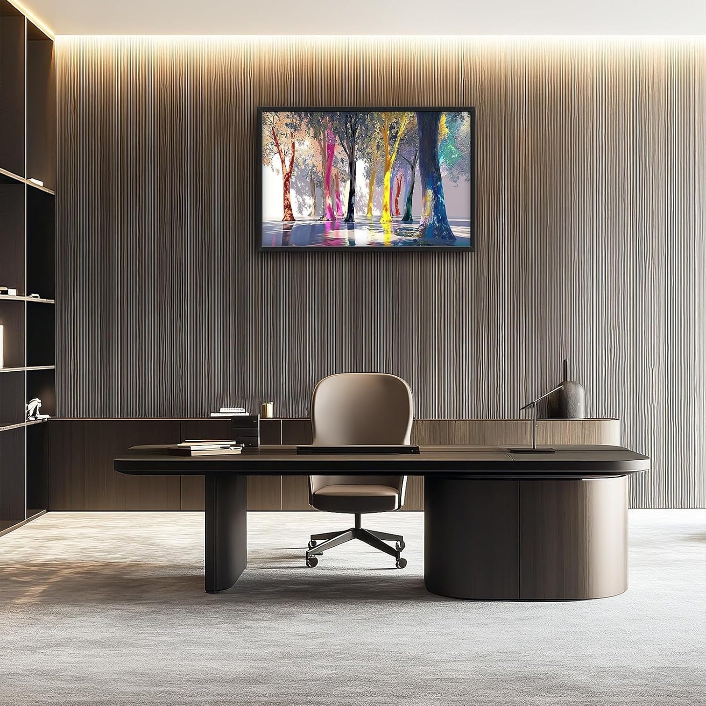 Framed Large Trees Wall Art for Living Room, Oversized Abstract Forest Wall Decor Colorful Nature Canvas Painting Modern Artwork Home Decoration for Living Room Bedroom Dining Room Office 36"x24"