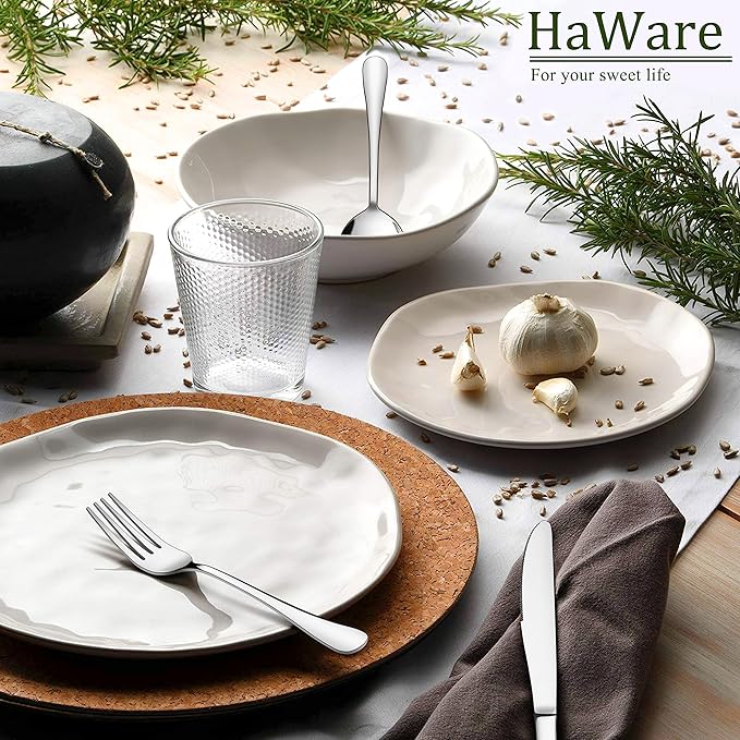 HaWare 40-Piece Silverware Set Service for 8, Stainless Steel Flatware Cutlery Set, Food-Grade Tableware Eating Utensil Set for Home Kitchen, Include Fork Knife Spoon, Mirror Polished, Dishwasher Safe