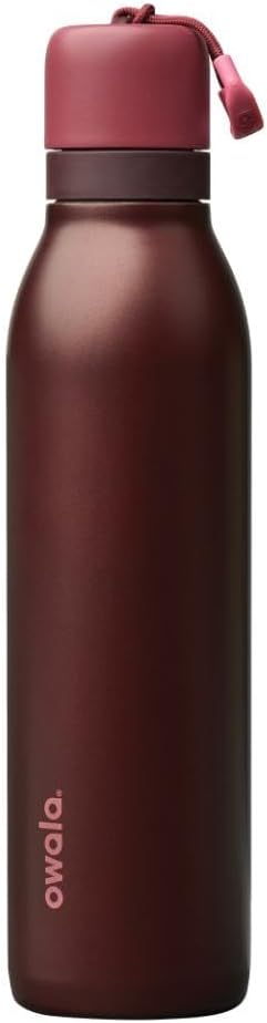 Owala FreeSip Twist Insulated Stainless Steel Water Bottle with Straw for Sports and Travel, BPA-Free, 24-oz, Black Cherry