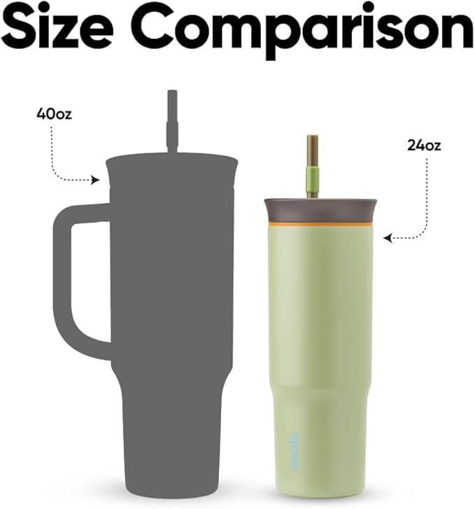 Owala Stainless Steel Triple Layer Insulated Travel Tumbler with Spill Resistant Lid and Straw, BPA Free, 24 oz, Brown/Green (Brave Adventures) (Pack of 12)