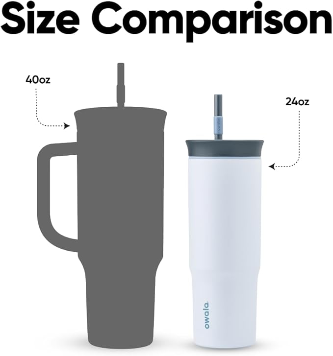 Owala Stainless Steel Triple Layer Insulated Travel Tumbler with Spill Resistant Lid and Straw, BPA Free, 24 oz, Grey/Blue (The Great Blue) (Pack of 12)