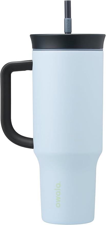 Owala Stainless Steel Triple Layer Insulated Travel Tumbler with Spill Resistant Lid, Straw, and Carry Handle, BPA Free, 40 oz, Blue (The Great Blue) (Pack of 6)