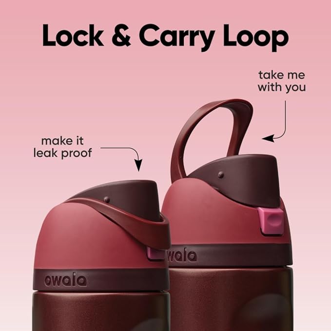 Owala FreeSip Insulated Stainless Steel Water Bottle with Straw, BPA-Free Sports Water Bottle, Great for Travel, 24 Oz, Black Cherry