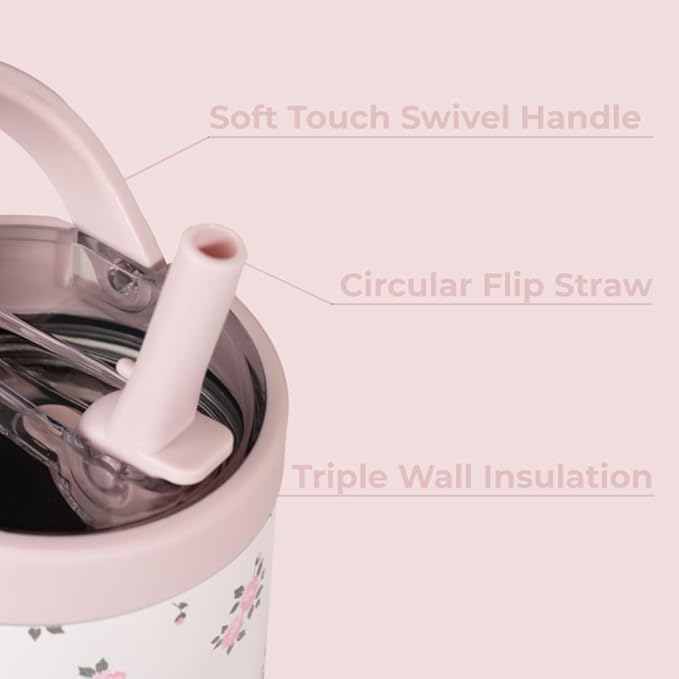 HydroJug Sport - Stainless Steel Tumbler with Straw, Vacuum Insulated, 32oz Leakproof Water Bottle, Ergonomic Design, Reusable, Dishwasher Safe, Rubber Base, Durable for Gym or Outdoors, Wildrose