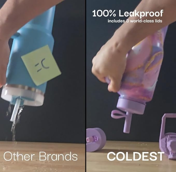 Coldest Tumbler with Handle and Straw, 100% Leak Proof Insulated Tumbler with Lid and Straw (3 Lids), Stainless Steel Tumblers for Women & Men, Cup Holder Friendly, 36 oz (Enchanted Green)