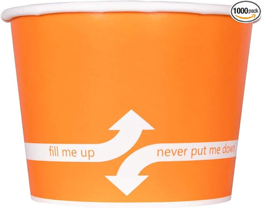 Karat [12oz - 1000 ct] Paper Ice Cream Cups & Soup Bowls for Hot/ Cold Food - Ideal for Soup, Ice Cream, Gelato, Yogurt and Snacks - Orange
