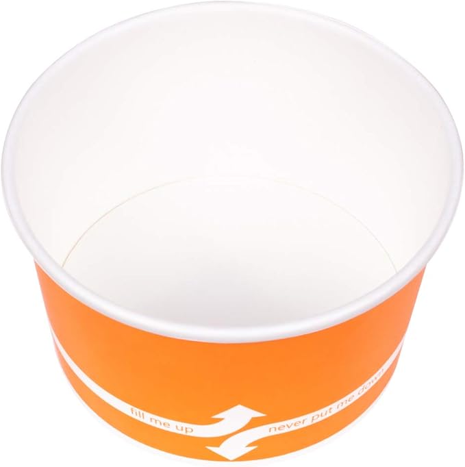 Karat [20oz - 600 ct] Paper Ice Cream Cups & Soup Bowls for Hot/ Cold Food - Ideal for Soup, Ice Cream, Gelato, Yogurt and Snacks - Orange