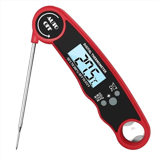 Digital Meat Thermometer | Instant Read, Waterproof | Magnetic Probe, Backlit Display | for Grill, BBQ, Cooking, Steak, Chicken, Burgers
