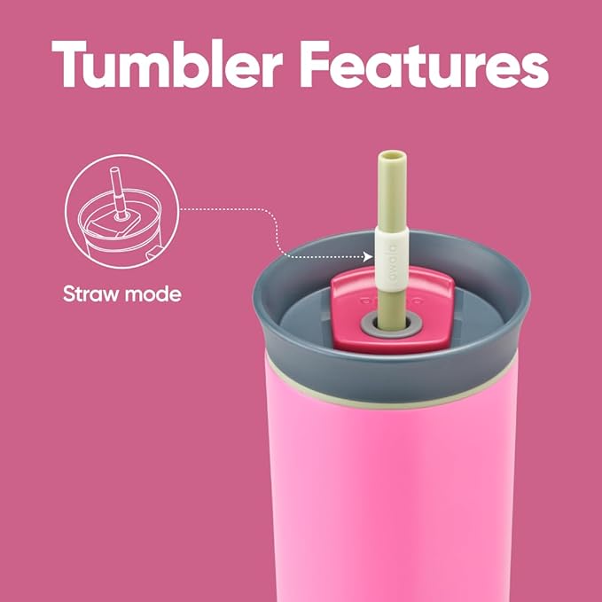 Owala Stainless Steel Triple Layer Insulated Travel Tumbler with Spill Resistant Lid and Straw, BPA Free, 24 oz, Brown/Pink (Watermelon Breeze) (Pack of 12)
