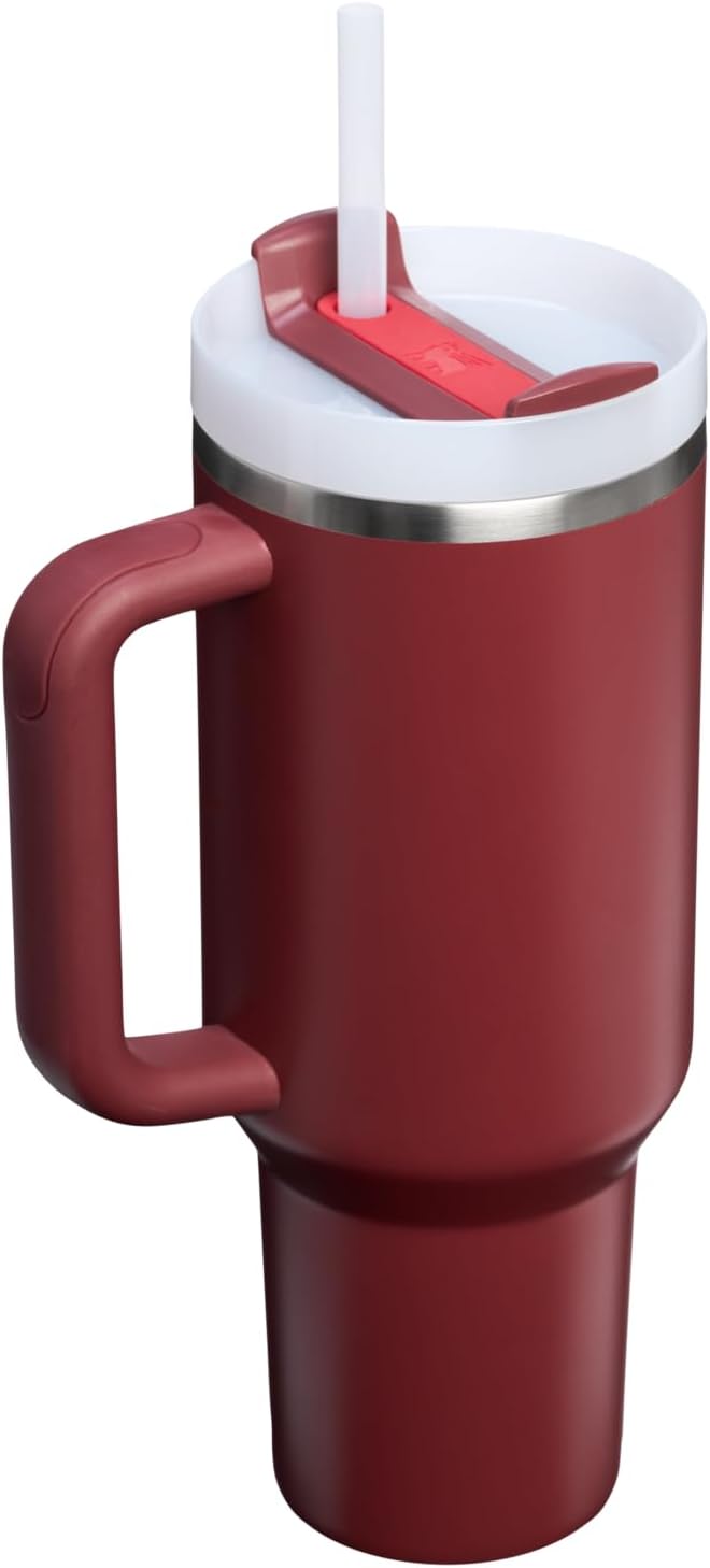 STANLEY Quencher H2.0 Tumbler with Handle and Straw 40 oz | Flowstate 3-Position Lid | Cup Holder Compatible for Travel | Insulated Stainless Steel Cup | BPA-Free | Cranberry
