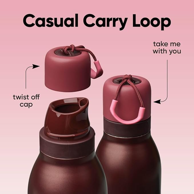 Owala FreeSip Twist Insulated Stainless Steel Water Bottle with Straw for Sports and Travel, BPA-Free, 24-oz, Black Cherry