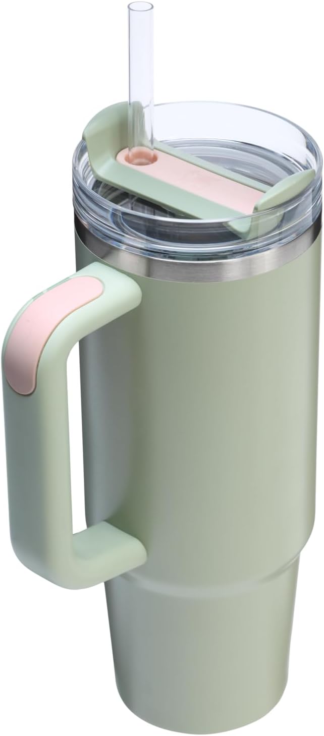 STANLEY Quencher H2.0 Tumbler with Handle and Straw 30 oz | Flowstate 3-Position Lid | Cup Holder Compatible for Travel | Insulated Stainless Steel Cup | BPA-Free | Lichen