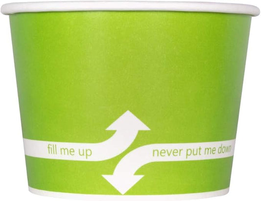 Karat [12oz - 1000 ct] Paper Ice Cream Cups & Soup Bowls for Hot/ Cold Food - Ideal for Soup, Ice Cream, Gelato, Yogurt and Snacks - Green
