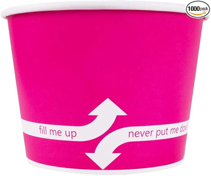 Karat [12oz - 1000 ct] Paper Ice Cream Cups & Soup Bowls for Hot/ Cold Food - Ideal for Soup, Ice Cream, Gelato, Yogurt and Snacks - Pink