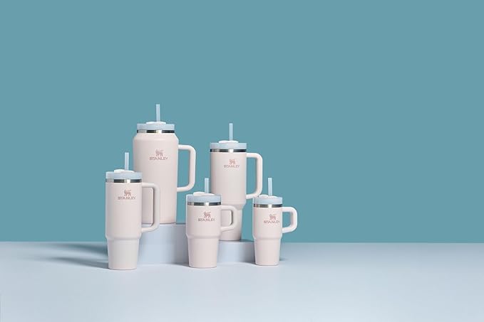 STANLEY Quencher H2.0 Tumbler with Handle and Straw 14 oz | Flowstate 3-Position Lid | Cup Holder Compatible for Travel | Insulated Stainless Steel Cup | BPA-Free | Rose Quartz 2.0