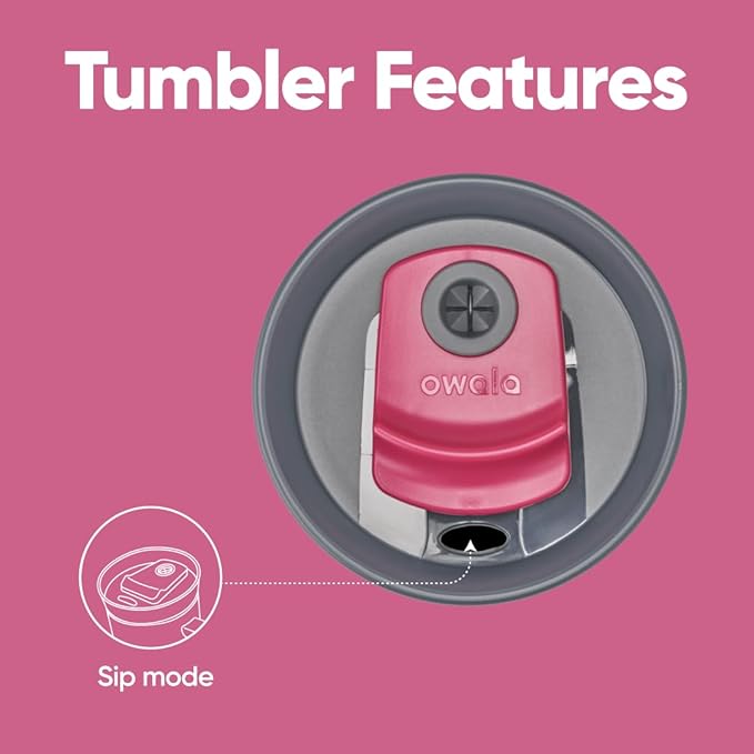 Owala Stainless Steel Triple Layer Insulated Travel Tumbler with Spill Resistant Lid and Straw, BPA Free, 24 oz, Brown/Pink (Watermelon Breeze) (Pack of 12)