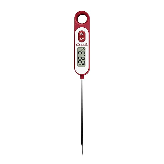 Escali Long Stem Digital Thermometer for Meat, Frying, Cooking, Candy and Kitchen Use, Extra Long 5.6-Inch Probe, Red