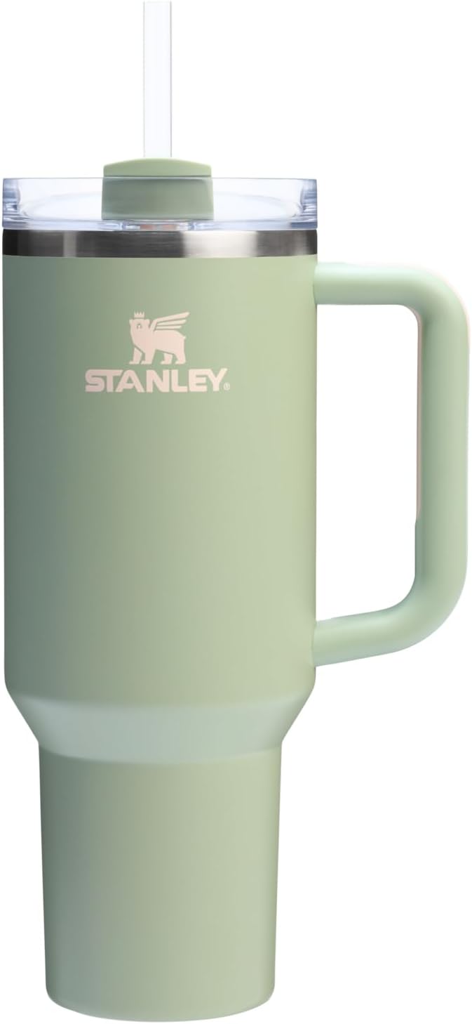 STANLEY Quencher H2.0 Tumbler with Handle and Straw 40 oz | Flowstate 3-Position Lid | Cup Holder Compatible for Travel | Insulated Stainless Steel Cup | BPA-Free | Lichen