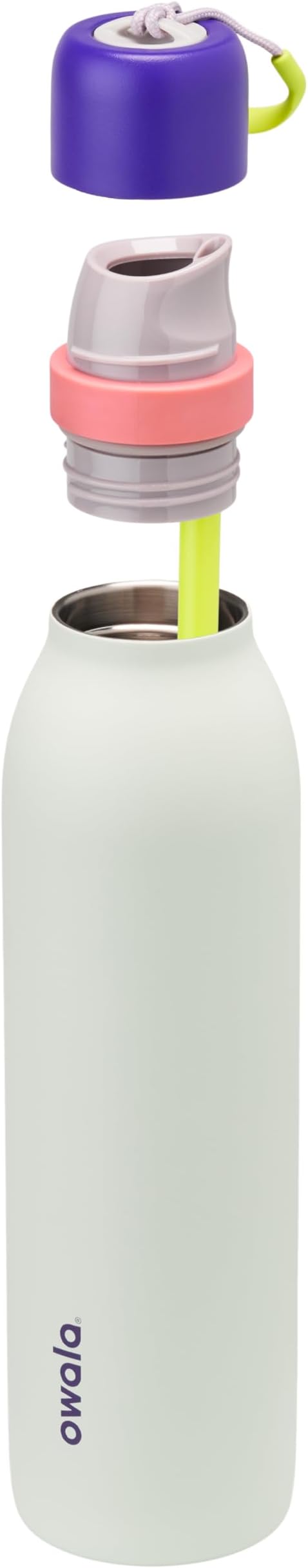 Owala FreeSip Twist Insulated Stainless Steel Water Bottle with Straw for Sports and Travel, BPA-Free, 24-oz, Purple/Green (Minty Horizons)