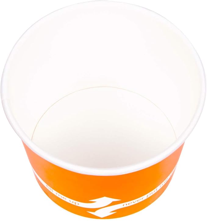 Karat [12oz - 1000 ct] Paper Ice Cream Cups & Soup Bowls for Hot/ Cold Food - Ideal for Soup, Ice Cream, Gelato, Yogurt and Snacks - Orange