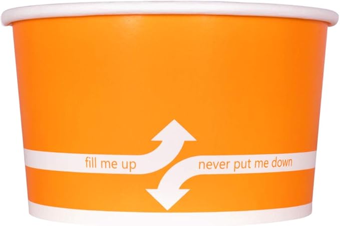 Karat [20oz - 600 ct] Paper Ice Cream Cups & Soup Bowls for Hot/ Cold Food - Ideal for Soup, Ice Cream, Gelato, Yogurt and Snacks - Orange
