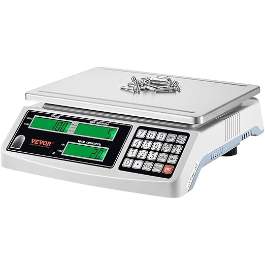 VEVOR Industrial Counting Scale, 15 kg x 0.5 g, Digital Scale for Parts and Coins, g/kg/lb Units, Electronic Gram Scale Inventory Counting Scale Kitchen Jewelry Scale with RS232 Port and 3 LCD Screens