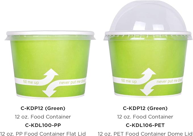 Karat [12oz - 1000 ct] Paper Ice Cream Cups & Soup Bowls for Hot/ Cold Food - Ideal for Soup, Ice Cream, Gelato, Yogurt and Snacks - Green