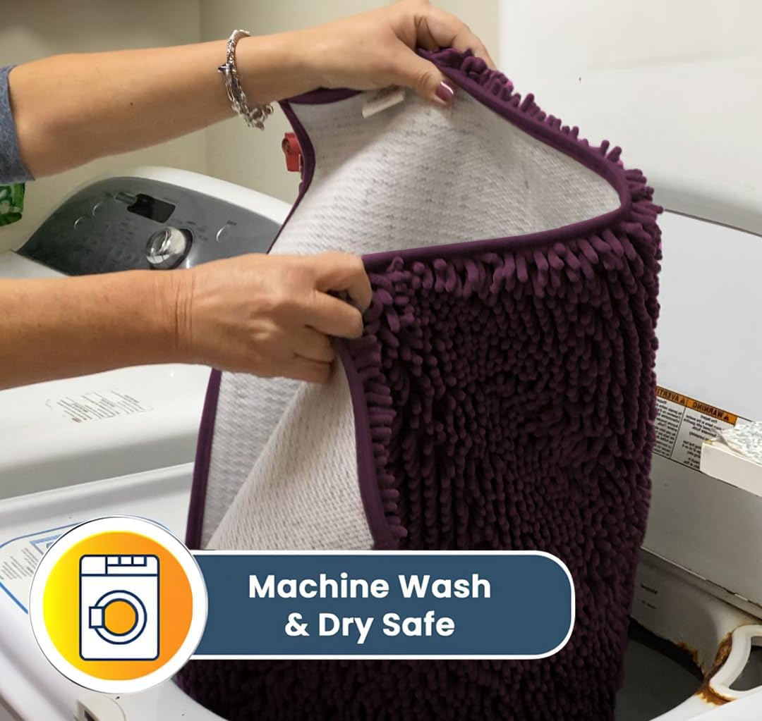 Muddy Mat® Original Dog Door Mat for Muddy Paws, Super Absorbent Microfiber, Non-Slip Washable Pet Rug, Quick Dry Chenille Entryway Carpet, Machine Washable Indoor Outdoor mat, Dark Purple 19"x30"