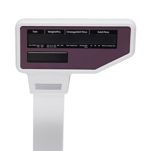 Label Printing Scale, 66Lbs Electronic Price Computing Scale with Pole Display Dual TD Thermal Label & Receipt Printer Commercial Barcode Scale for Supermarket Fruit Candy Snack Hot Pot Seafood Shops