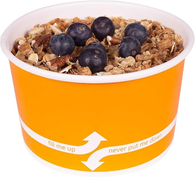 Karat [20oz - 600 ct] Paper Ice Cream Cups & Soup Bowls for Hot/ Cold Food - Ideal for Soup, Ice Cream, Gelato, Yogurt and Snacks - Orange