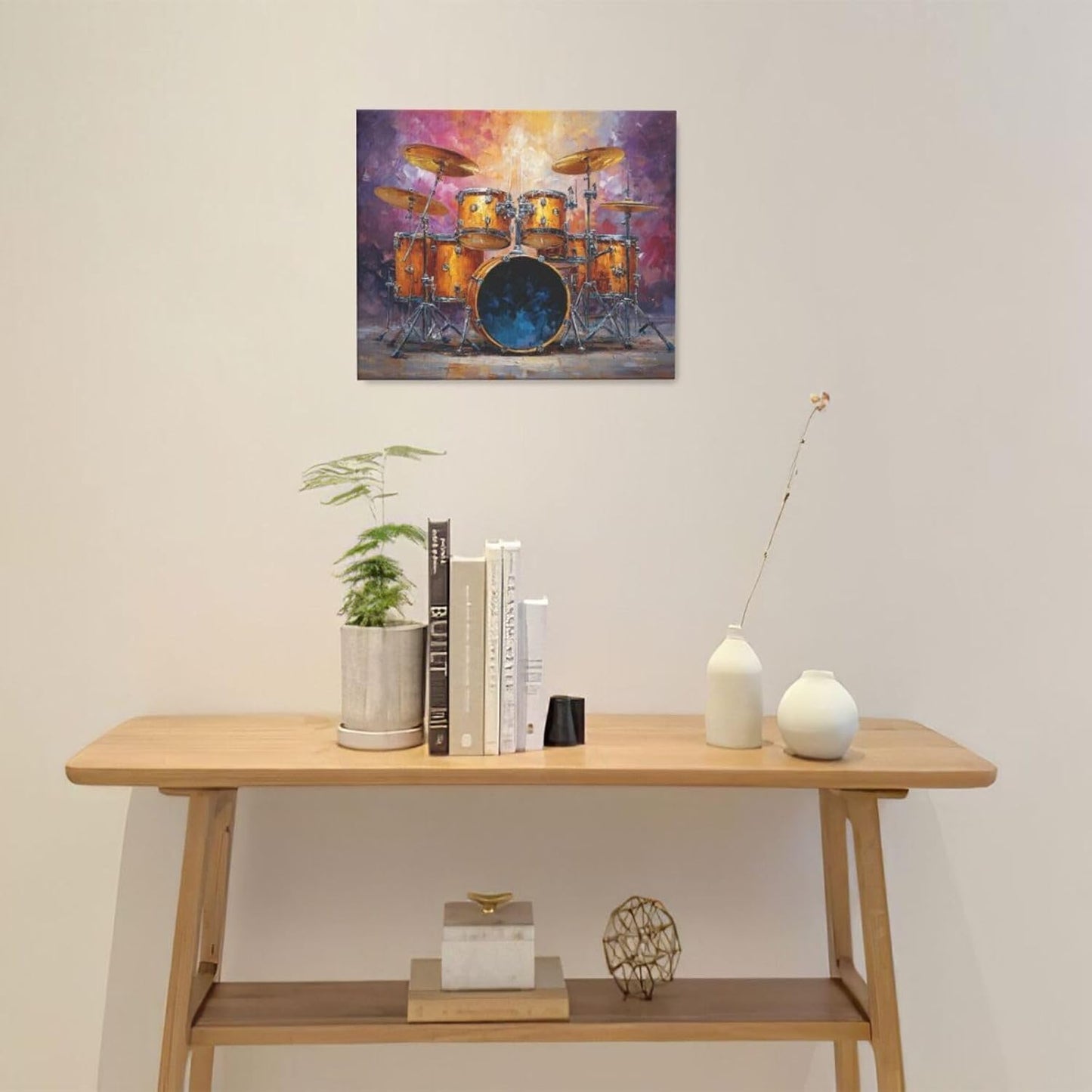 Music Wall Art Graffiti Musical Instruments Canvas Wall Decor Drum Pictures Painting Print Artwork Framed Decorations Gifts for Drummers Music Lover Studio Bar Musician Home Bedroom Living Room 20"x24"