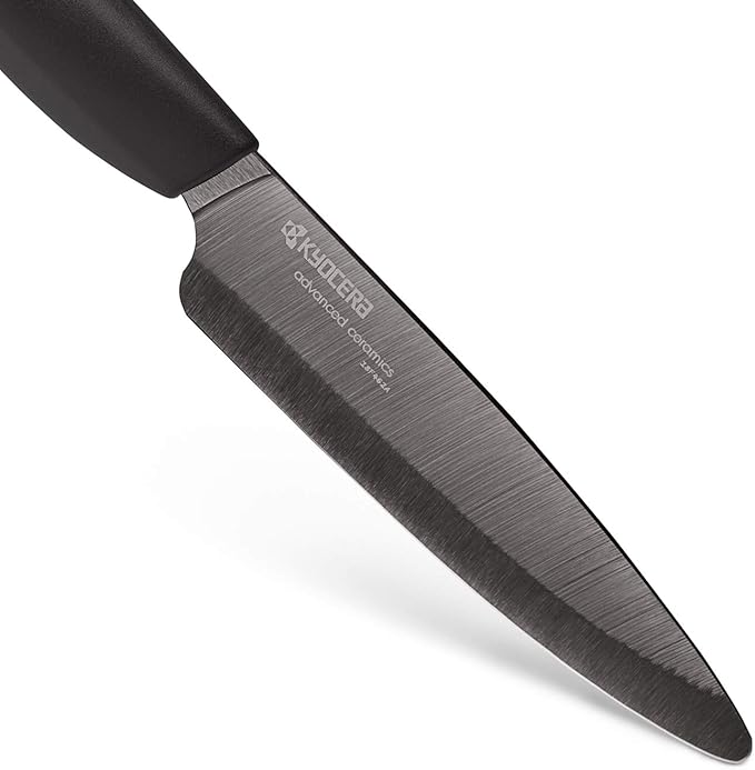 Kyocera’s Revolution 4-Piece Ceramic Knife Set: Chef Knife For Your Cooking Needs, Includes 6"Chef's Santoku, 5.5" Santoku, 4.5" Utility & 3" Paring Knives, Black