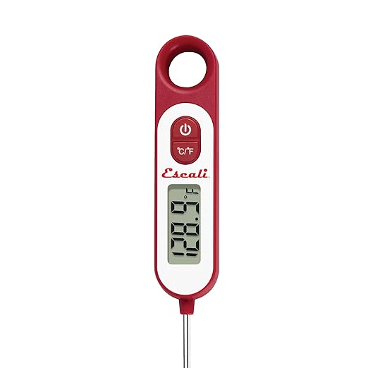 Escali Long Stem Digital Thermometer for Meat, Frying, Cooking, Candy and Kitchen Use, Extra Long 5.6-Inch Probe, Red