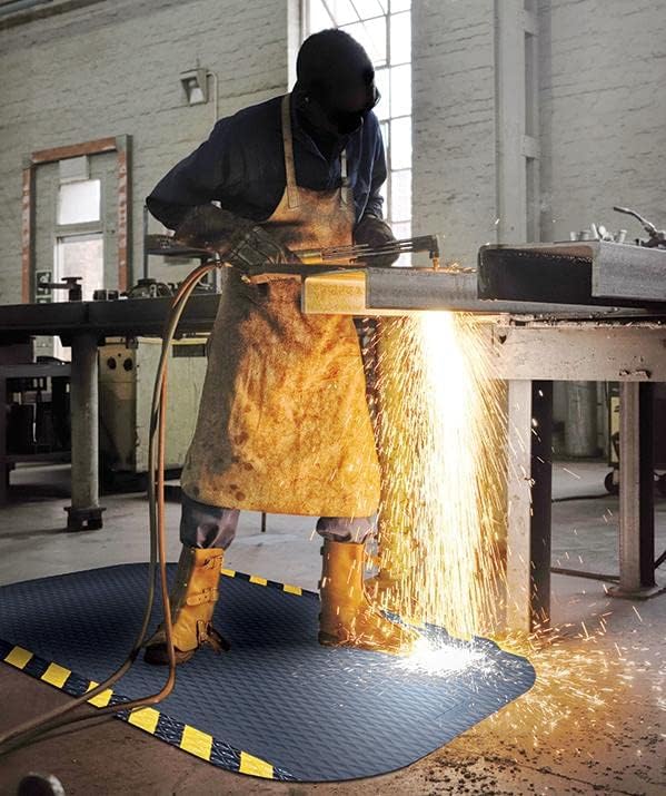 American Floor Mats Hog Heaven 5/8 inch Black & Yellow Border 4' x 8' Nitrile Backed Anti-Fatigue Comfort Mat