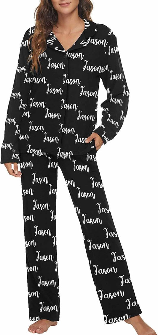 MyPupSocks Custom Face Pajamas for Women Set, Personalized Photo Long Sleepwear XS-XXL