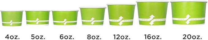 Karat [12oz - 1000 ct] Paper Ice Cream Cups & Soup Bowls for Hot/ Cold Food - Ideal for Soup, Ice Cream, Gelato, Yogurt and Snacks - Green